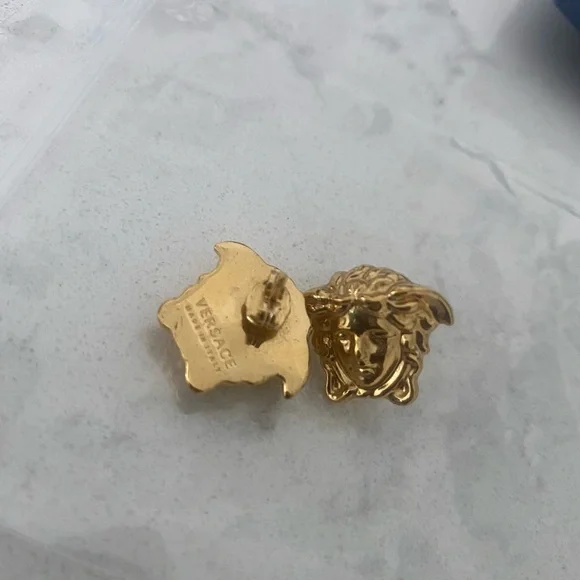 Brand new Versace gold stud earrings. Never worn. - Picture 2 of 2